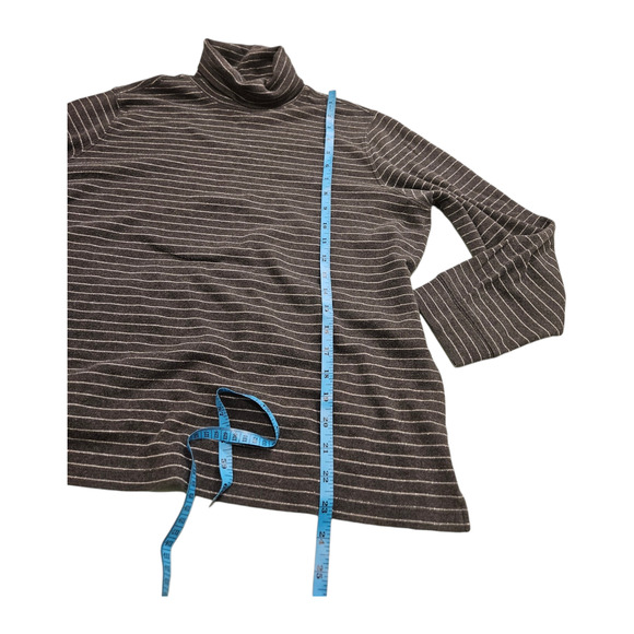 Laura Scott Size 16 Gray Striped Turtleneck Long Sleeve Sweater - Picture 5 of 6